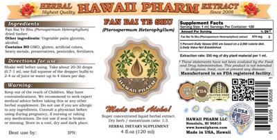 Photo of the Hawaii Pharm Fan Bai Ye Shu label