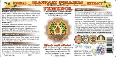 Photo of the Hawaii Pharm Femenol label