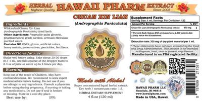 Photo of the Hawaii Pharm Chuan Xin Lian label