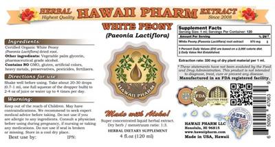 Photo of the Hawaii Pharm White Peony label
