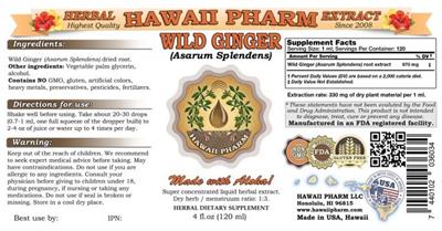 Photo of the Hawaii Pharm Wild Ginger label