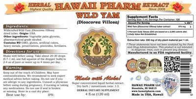 Photo of the Hawaii Pharm Wild Yam label
