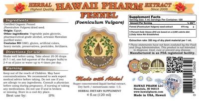Photo of the Hawaii Pharm Fennel label