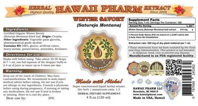 Photo of the Hawaii Pharm Winter Savory label