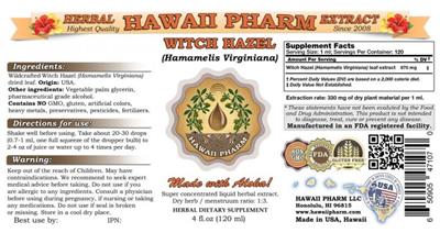 Photo of the Hawaii Pharm Witch Hazel label