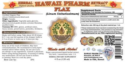 Photo of the Hawaii Pharm Flax label