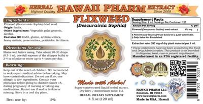 Photo of the Hawaii Pharm Flixweed label