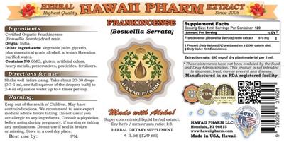 Photo of the Hawaii Pharm Frankincense label