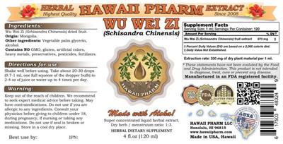 Photo of the Hawaii Pharm Wu Wei Zi label