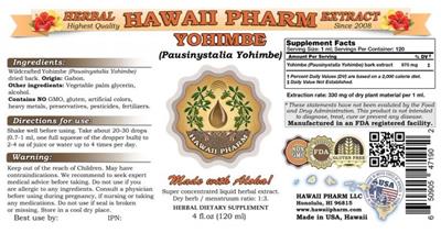 Photo of the Hawaii Pharm Yohimbe label