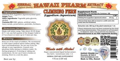 Photo of the Hawaii Pharm Climbing Fern label