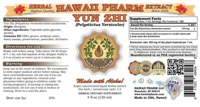 Photo of the Hawaii Pharm Yun Zhi label