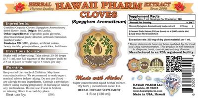Photo of the Hawaii Pharm Cloves label