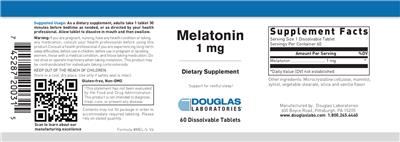 Photo of the Douglas Laboratories Melatonin 1 mg label