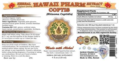 Photo of the Hawaii Pharm Coptis label