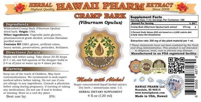 Photo of the Hawaii Pharm Cramp Bark label