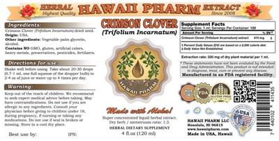 Photo of the Hawaii Pharm Crimson Clover label
