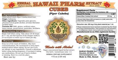 Photo of the Hawaii Pharm Cubeb label