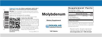 Photo of the Douglas Laboratories Molybdenum label