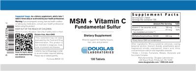 Photo of the Douglas Laboratories MSM + Vitamin C Fundamental Sulfur label