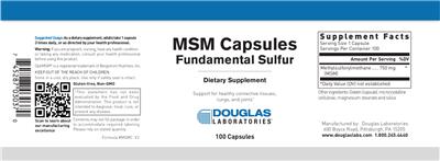 Photo of the Douglas Laboratories MSM Capsules Fundamental Sulfur label