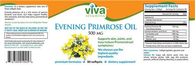Photo of the Viva Vitamins Evening Primrose Oil 500 mg label