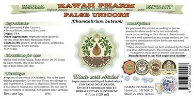 Photo of the Hawaii Pharm False Unicorn Non-Alcohol label