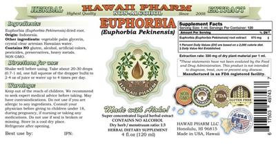 Photo of the Hawaii Pharm Euphorbia (Euphorbia pekinensis) Non-Alcohol label