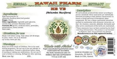 Photo of the Hawaii Pharm He Ye Non-Alcohol label