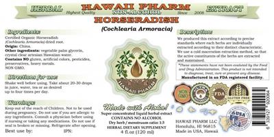 Photo of the Hawaii Pharm Horseradish Non-Alcohol label
