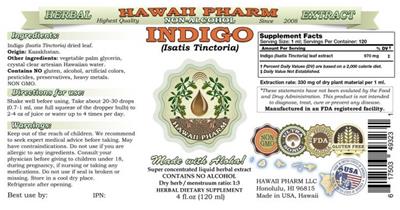 Photo of the Hawaii Pharm Indigo Non-Alcohol label