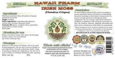 Photo of the Hawaii Pharm Irish Moss label
