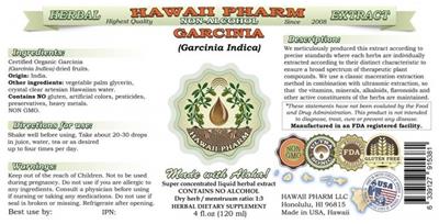 Photo of the Hawaii Pharm Garcinia Non-Alcohol label
