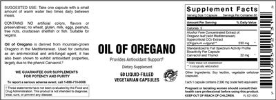 Photo of the Vitamer Laboratories Oil Of Oregano label