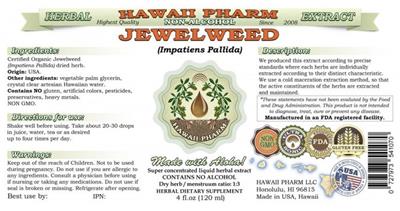 Photo of the Hawaii Pharm Jewelweed Non-Alcohol label