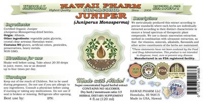 Photo of the Hawaii Pharm Juniper Non-Alcohol label