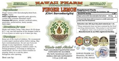 Photo of the Hawaii Pharm Finger Lemon Non-Alcohol label
