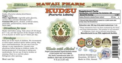 Photo of the Hawaii Pharm Kudzu Non-Alcohol label