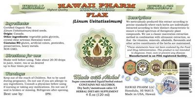 Photo of the Hawaii Pharm Flax Non-Alcohol label