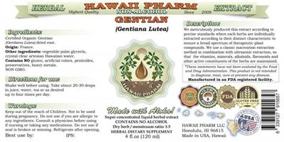 Photo of the Hawaii Pharm Gentian Non-Alcohol label