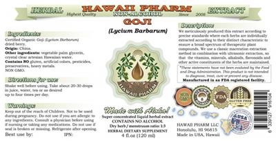 Photo of the Hawaii Pharm Goji Non-Alcohol label