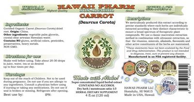 Photo of the Hawaii Pharm Carrot Non-Alcohol label
