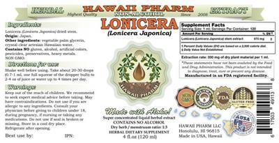 Photo of the Hawaii Pharm Lonicera Non-Alcohol label