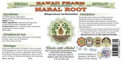 Photo of the Hawaii Pharm Maral Root Non-Alcohol label