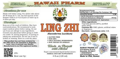 Photo of the Hawaii Pharm Ling Zhi Non-Alcohol label