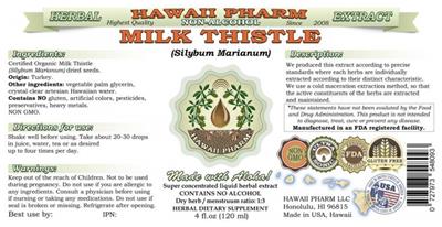Photo of the Hawaii Pharm Milk Thistle Non-Alcohol label