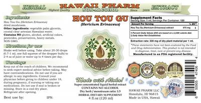 Photo of the Hawaii Pharm Hou Tou Gu Non-Alcohol label