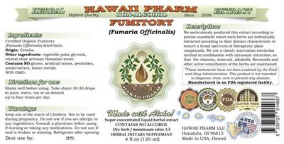 Photo of the Hawaii Pharm Fumitory Non-Alcohol label