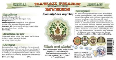 Photo of the Hawaii Pharm Myrrh Non-Alcohol label