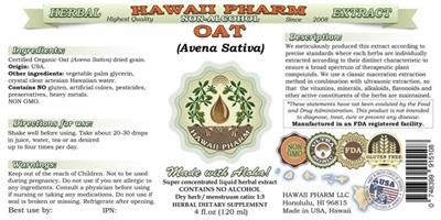 Photo of the Hawaii Pharm Oat Non-Alcohol label